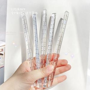 15cm 간단한 투명 삼각형 직선 눈금자 Kawaii 도구 학교 문구 만화 그리기 선물 사무실 학교 측정