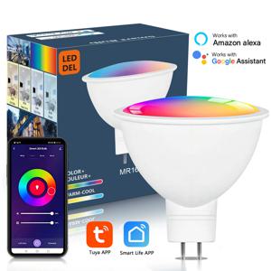 스마트 MR16 LED 전구, 밝기 조절 가능 색상 변경, 12 볼트 Gu5.3 바이 핀 베이스, RGB LED 전구, 알렉사 호환, 1 천 6 백만 색상 조절 가능