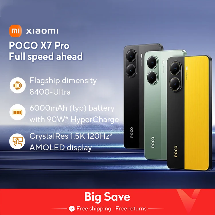 POCO X7 Pro 프로 글로벌 버전 스마트폰, Dimensity 8400-Ultra 6000mAh 90W 충전, 50MP 카메라, OIS 120Hz NFC 5G 포함, 월드 프리미어