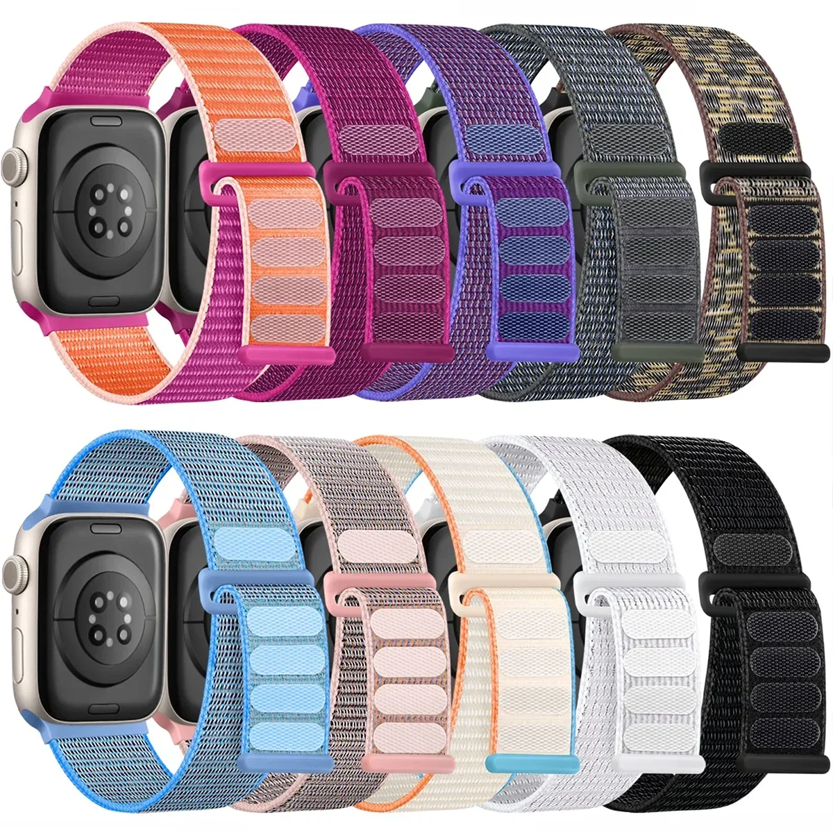 Apple Watch 밴드 용 나일론 루프 스트랩 44mm 40mm 38 41mm 45mm 42mm 46mm 49mm 44mm 팔찌 iWatch 시리즈 S10 9 8 SE 7 6 5 Ultra 2