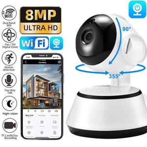 8MP IP WiFi 카메라 감시 보안 베이비 모니터 AI 인간 추적 캠 풀 컬러 야간 투시경 CCTV 실내 비디오 카메라