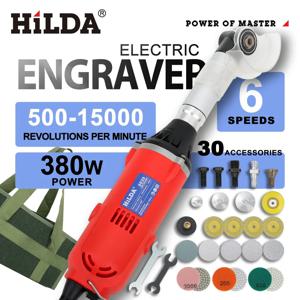 HILDA 세라믹 타일 미용 재봉 도구 380W 전기 스트레이트 그라인더 6 가변 속도 청소 기계 그라인더 샌더 폴리 셔