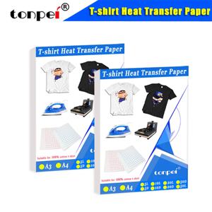 T 셔츠 열 전사 용지, 명암 색상 100% 면 직물 천, 잉크젯 인쇄 디자인, A3 A4