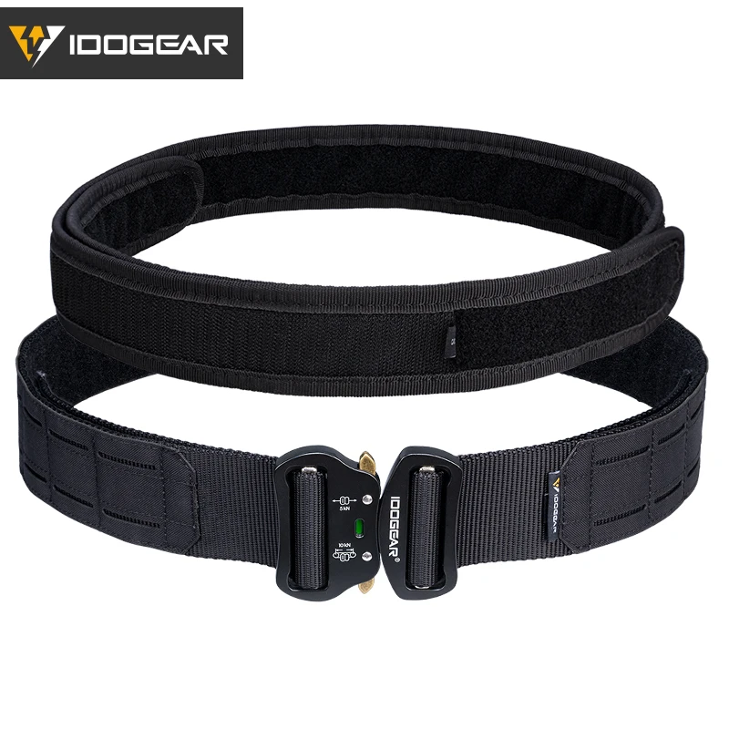 IDOGEAR 2 인치 전술 벨트 1.75 인치 내부 벨트 퀵 릴리스 금속 버클 MOLLE 레이저 컷 망 벨트 3415