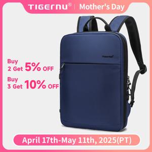 Tigernu 남성용 확장 가능한 배낭 15.6 인치 노트북 배낭 가방 대학 얇은 여행 가방 남성 경량 Schoolbag 배낭