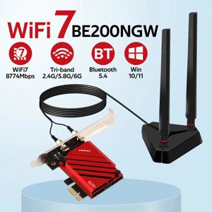WiFi 7 BE200 PRO Pcie 무선 Wifi 어댑터 카드 인텔 BE200NGW wifi7 2.4G/5G/6GHz Win 10/11 64bit 용 트라이 밴드 블루투스 5.4