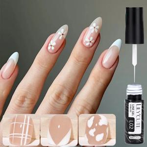 LILYCUTE 5ml 화이트 블랙 라이너 젤 매니큐어 다채로운 프랑스어 그림 스트라이프 세미 퍼머넌트 드로잉 네일 아트 UV 젤 바니시
