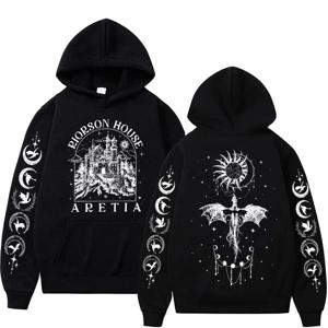 Xaden Riorson House 후드 철 불꽃 드래곤 라이더 네 번째 날개 엠블럼 스웨터 Basgiath War Men Fashion Cool Oversized 까마귀