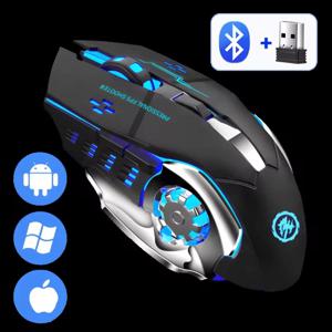 2.4GHz USB 및 Bluetooth를 갖춘 충전식 무선 마우스, 노트북 PC Macbook 태블릿용 RGB 백라이트 인체공학적 무음 광학 마우스