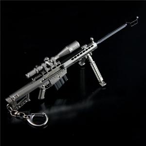 고품질 금속 총 모델 18cm Barrett M82A1 PUBG 키 체인 AKM QBZ95 AWM 98K 합금 무기 라이트 열쇠 고리 생일 선물 장난감