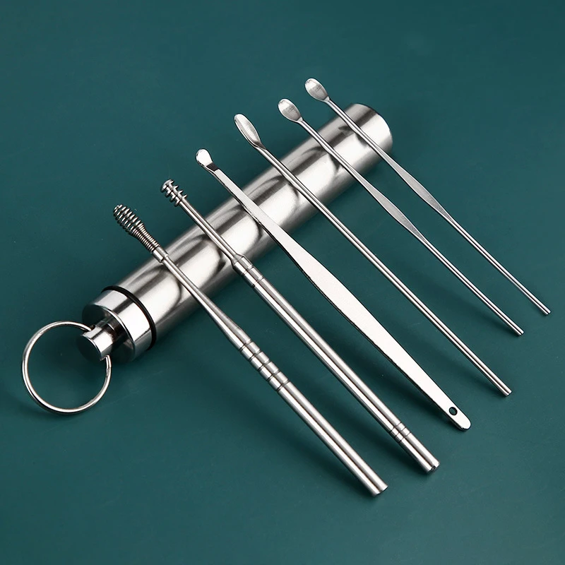 귀 청소기 세트 Earpick 귀 왁스 리무버 귀 스푼 큐렛 귀 청소 나선형 Earpick 쉬운 귀지 제거 귀 청소기 키트 가제트