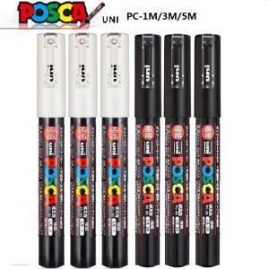 3pc UNI POSCA 블랙/화이트 Colores 마커 펜 Plumones PC-1M-3M-5M 그리기 미술 편지지 페인트 마커 펜 배경 바위