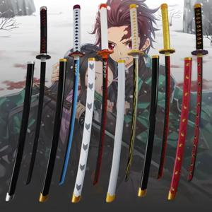 104cm 악마 슬레이어 Katana Swords Tanjirou Zenitsu Katana 가짜 검 킬러 악마 실제 크기 일본 애니메이션 코스프레 장난감 선물