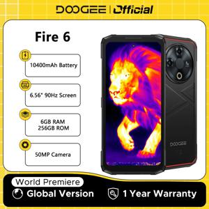 DOOGEE Fire 6 견고한 휴대폰, 6.56 인치, 90Hz 디스플레이, T606 옥타코어, 6GB + 256GB, 50MP AI 메인 카메라, 10400mAh, 18W, 안드로이드 14