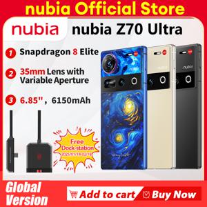 새로운 오리지널 글로벌 버전 Nubia Z70 Ultra NX733J Snapdragon8 Elite 1.5K HD 디스플레이 35mm 렌즈 50MP*2+64MP 6150mAh 80W IP69 NFC