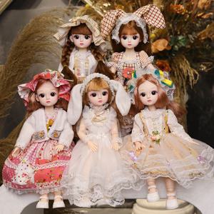 풀 세트 1/6 Bjd 인형 30cm 애니메이션 카와이 인형 23 공동 움직일 수있는 바디 스커트 모자 머리 장식 소녀 선물 드레스 DIY 장난감 Reborn