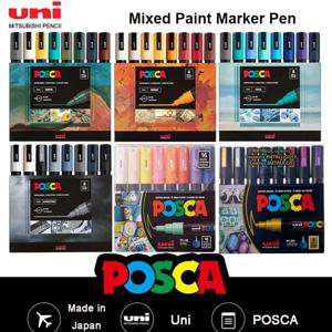 Uni Posca 컬러 마커 세트 전체 팁 크기 영구 낙서 전문 드로잉 펜 아티스트 용품 DIY 공예 물건 어린이