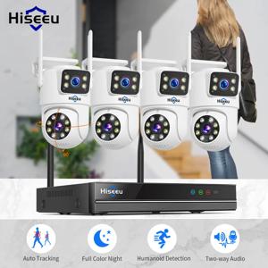 Hiseeu 3K 6MP 듀얼 렌즈 WiFi CCTV 감시 키트 자동 추적 컬러 나이트 비전 P2P 16CH NVR IP 카메라 보안 시스템