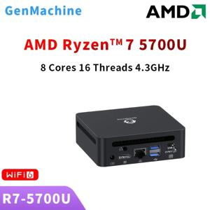 Genmachine 미니 PC 컴퓨터 게임 AMD Ryzen7 5700U 4800H 5800H 4500U 포켓 듀얼 HDMI LAN WIFI6 BT5.2 Windows 11 Ryzen 컴퓨터