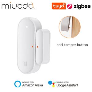 MIUCDA Tuya Zigbee 스마트 문짝 창 센서, 스마트 변조 방지 단추, 가정 도난 앱, 알렉사 구글 홈과 리모컨 작동