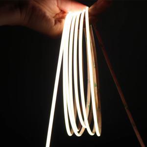 OCONA 4mm 슈퍼 얇은 COB LED 스트립 조명 홈 장식 480LED/m 고밀도 유연한 테이프 빛 12V 24V 따뜻한 흰색 디밍 가능