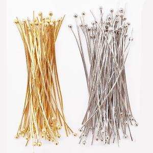 100pcs 스테인레스 스틸 볼 핀 비즈에 대 한 실버 골드 도금 머리 핀 스레딩 쥬얼리 만들기 DIY 공예 수제 액세서리