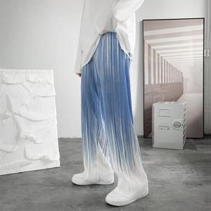 여름 실크 플리츠 맨 캐주얼 바지 하라주쿠 와이드 레그 오버 사이즈 바지 streetwear 빈티지 y2k 바지 의류 바지 2022 신규
