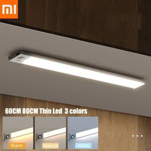 60CM 80CM Xiaomi 야간 조명 모션 센서 얇은 LED 주방 충전식 USB 램프 백라이트 침실 머리맡 테이블 조명