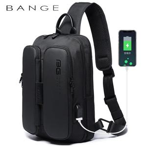 BANGE 남성용 가슴 팩 캐주얼 크로스 바디 백 남성용 USB 충전 숄더 백 옥스포드 메신저 백 방수 대용량 2021