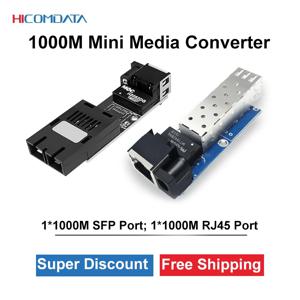 기가비트 미니 광 미디어 컨버터 SFP 이더넷 스위치 1 광섬유 1 Rj45 100/1000Mbp SC A/B DC 12V 광 트랜시버 Fibra 스위치