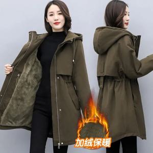 파카 여성 가을 ​​겨울 새로운 양모 라이너 두꺼운 따뜻한 롱 오버 코트 한국 느슨한 후드 윈드 브레이커 여성 코튼 패딩 코트