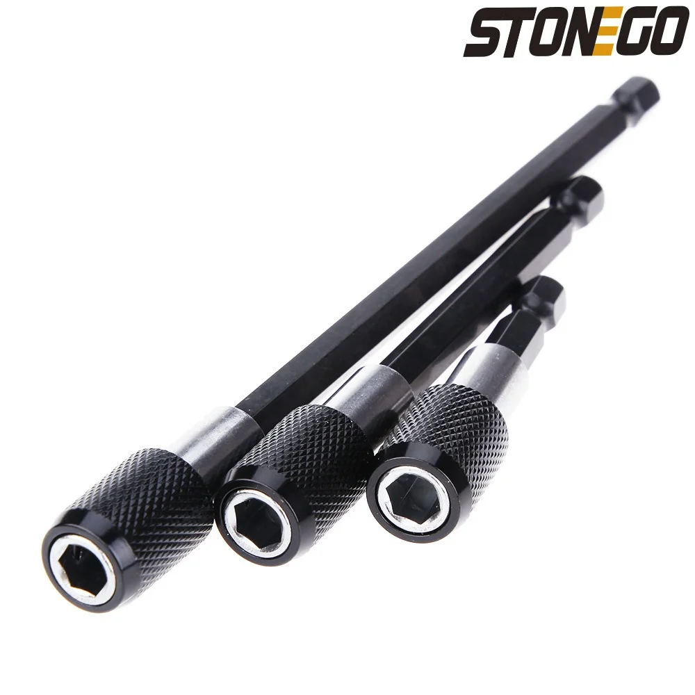 STONEGO 1PC/3PCS 1/4 인치 빠른 육각 섕크 릴리스 자기 전기 스크루 드라이버 확장 비트 홀더 60/100/150mm 연장 막대