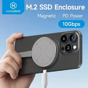 Hagibis Magnetic M.2 2230 NVMe SSD 인클로저 Magsafe SSD 케이스 USB C 3.2 Gen2 - iPhone 16 Pro Max ProRes MacBook용 NVMe PCI-E