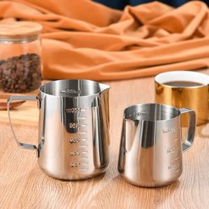 스테인레스 스틸 우유 거품 주전자 실버 Frother 커피 라떼 컨테이너 금속 투수 바리스타 컵