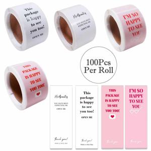 100pcs/roll 감사합니다 스티커 인감 라벨 중소기업 선물 장식 스티커 이 패키지 LS 당신을 만나서 기쁩니다 3*9cm