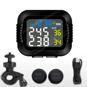 오토바이 TPMS 타이어 압력 모니터링 시스템 2 개의 외부 센서가있는 온도 경보 모토 타이어 경보 시스템 실시간