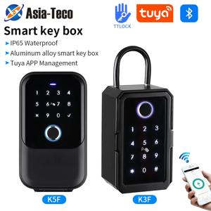 방수 키 안전 TTlock/Tuya 지문 블루투스 키 박스 App 원격 잠금 해제 벽 마운트 보안 잠금 상자 안전 상자 자물쇠