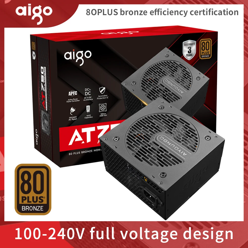 Aigo AT 전원 공급 장치 PC 게이머 550W 650W 750W ATX Fonte 80 PLUS 청동 인증 100-240V Diy 게임용 컴퓨터 PSU 14600kf