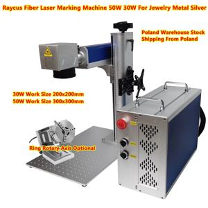 금속 섬유 레이저 마킹 머신, 링 회전 축 Raycus 쥬얼리 스틸 커팅 마커, 50W 30W 조각기, 300x300mm EZCAD2