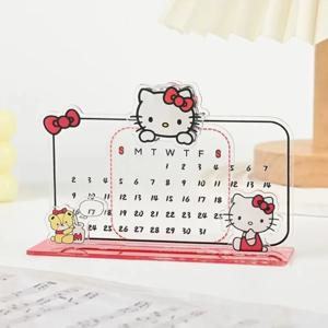 Sanrio 헬로 키티 달력 귀여운 아크릴 장식 키티 재활용 재사용 가능한 달력 Ins 노트 보드 데스크탑 필수 선물
