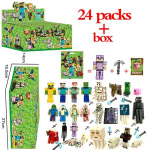 2-24pcs 애니메이션 마인 크래프트 그림 블라인드 박스 액션 입상 인형 키트 컬렉션 PVC 모델 장난감 도매 어린이 생일 선물