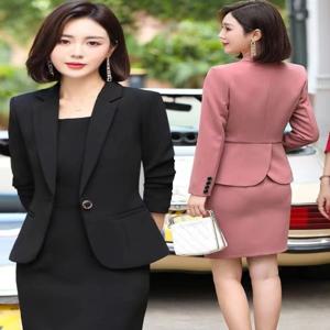 플러스 사이즈 전문 정장 세트 드레스 가을 겉옷 높은 허리 슬림 맞는 두 조각 세트 유행 한국 스타일 통근