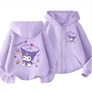 지퍼 업 까마귀 카와이 키즈 streetwear kuromi 어린이 까마귀 지퍼 어린이 운동복 만화 옷 아이 소녀 소년 탑 후디