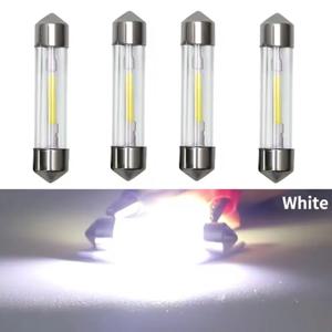 4pcs Led 꽃줄 31MM 36MM 39MM 41MM C5W C10W COB 유리 Led 전구 하우징 돔 램프 도어 트렁크 자동차 번호판 빛 6000K 12V