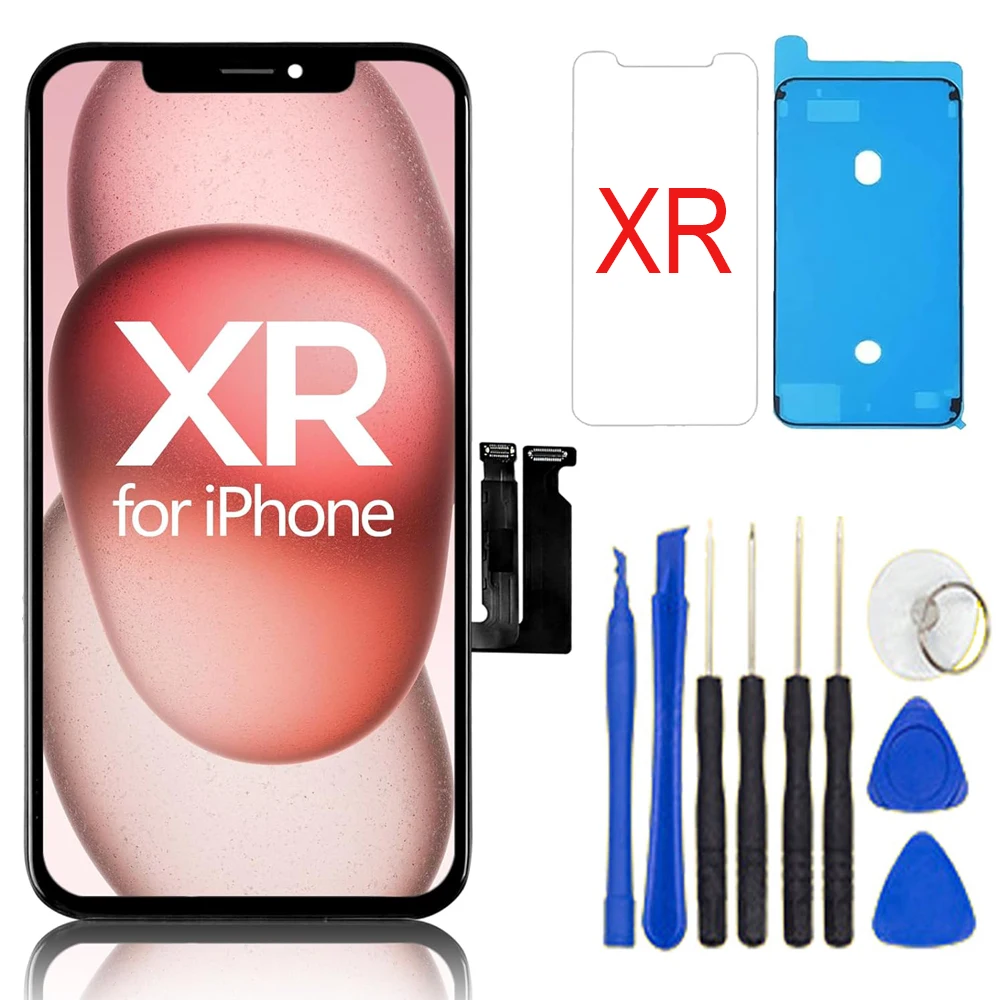 Iphone XR 스크린 교체 용 Oled 6.1 인치 LCD 디스플레이 3D 터치 스크린 디지타이저 프레임 수리 도구가있는 전체 어셈블리