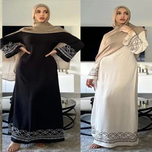 Eid 자수 무슬림 원피스 여성용 파티 드레스, 할라비야 모로코 두바이 롱 로브, 아랍 라마단 카프탄 이슬람 베스티도스 라르고스