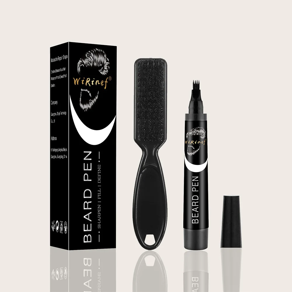 멀티 팩 번들 수염 펜 블랙 키트 이발사 스타일링 연필 브러쉬 자연 마무리 커버 얼굴 털 패치 도구