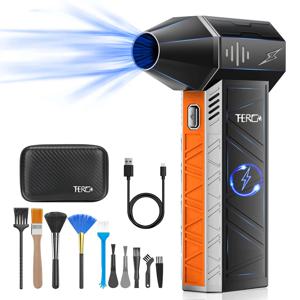 THERAGUN - X3Ultra 터보 제트 팬, 미니 핸드헬드 160000 RPM 자동차 건조기/PC/공기 송풍기용 강력한 압축 공기 먼지떨이(주황색)