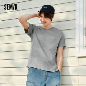 Semir 반소매 티셔츠 남성 퓨어 코튼 Bottoming Shirt 2025 새로운 봄 솔리드 컬러 내부 레이어 탑 다목적 흰색 티셔츠