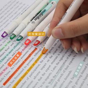 독특한 창 팁 하이라이터 펜, 더블 헤드 파스텔 컬러, 중간 라인 하이라이터 마커, 학교 문구 용품, 6 가지 색상/세트